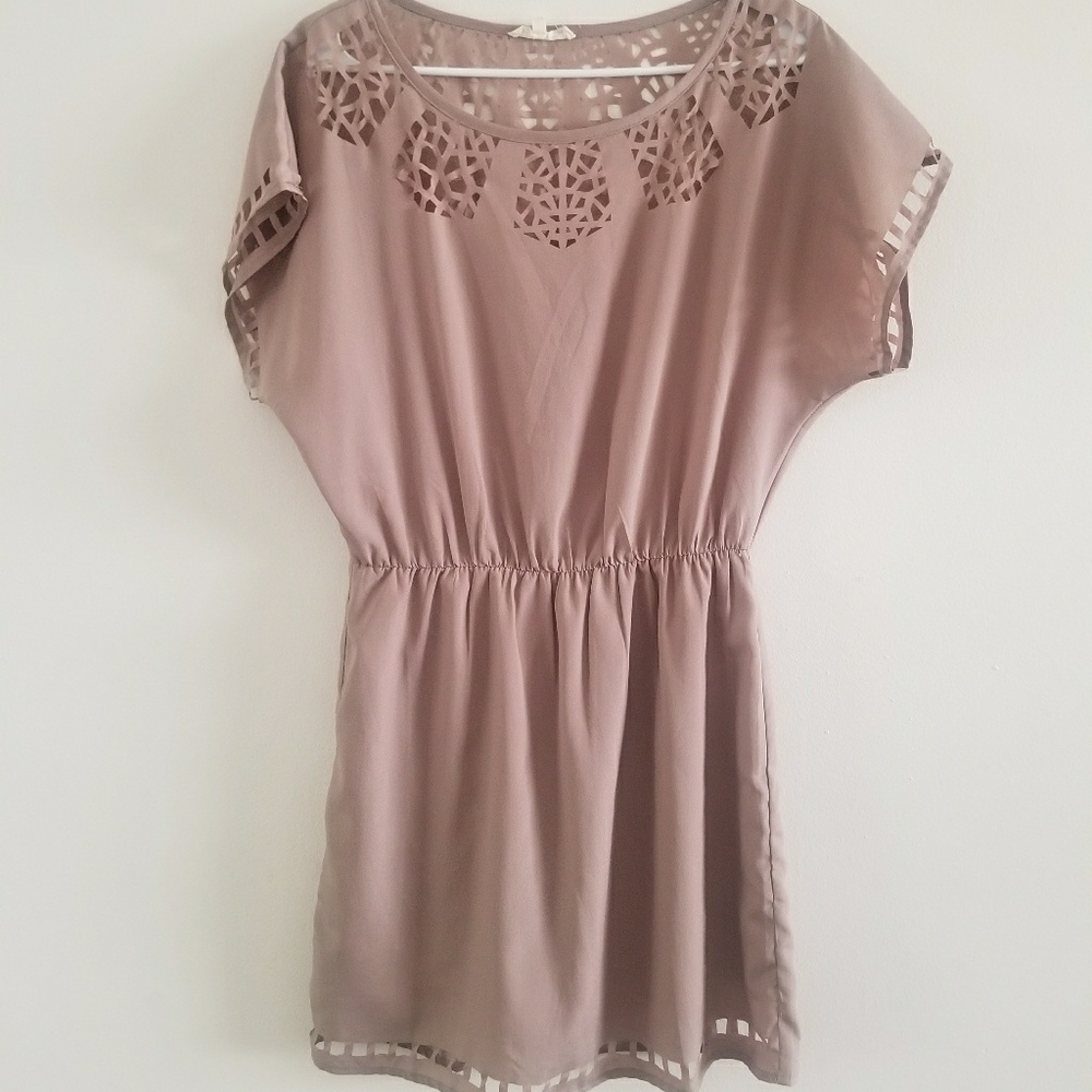 Lush Brown Geometric Cutout Dress Sz M